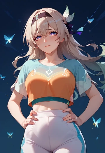 star rail,firefly,sports crop,high-waisted shorts  - AI generated anime art