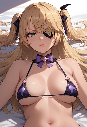 genshin impact,fischl_(genshin_impact),bikini  - AI generated anime art