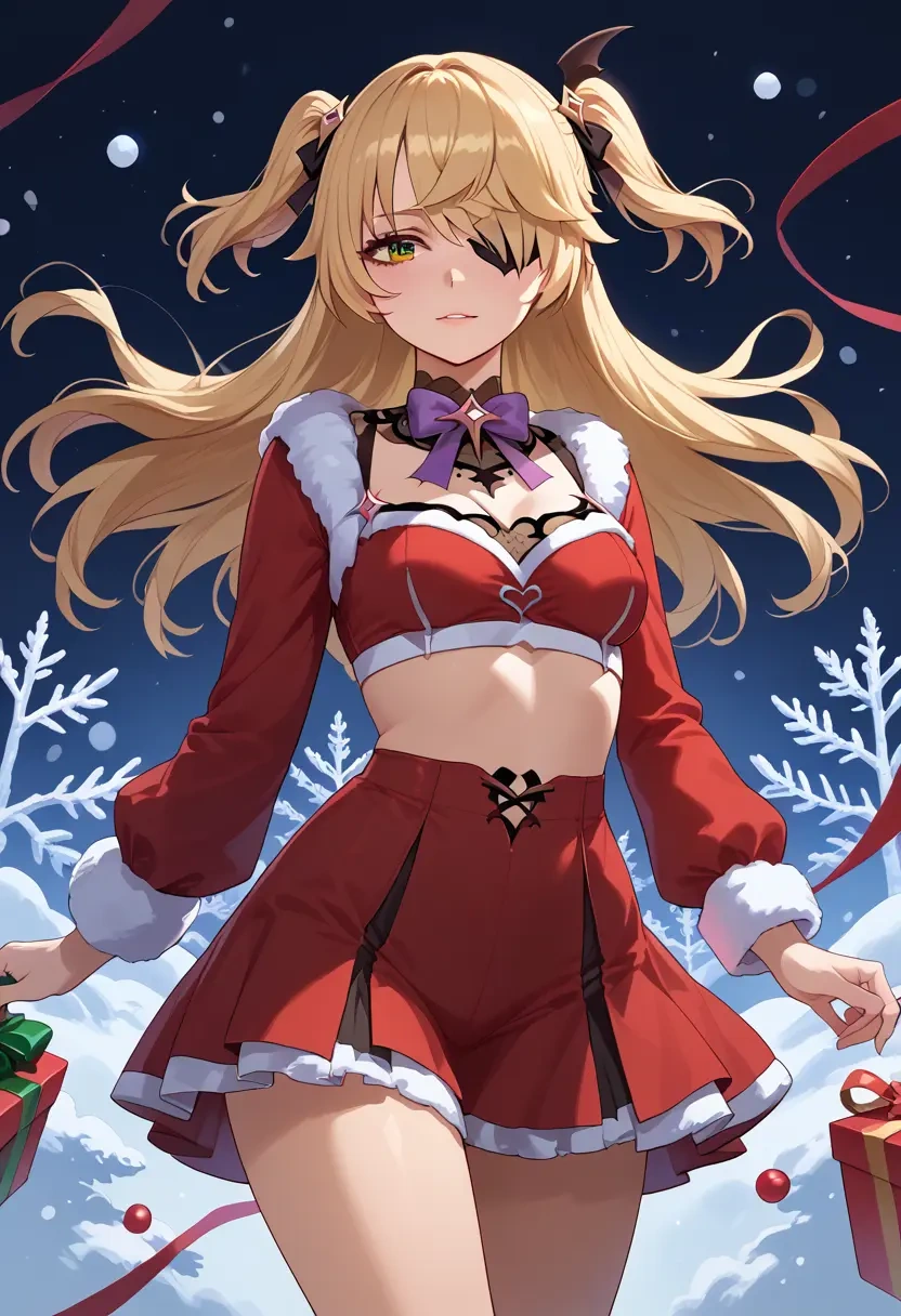 genshin impact,fischl_(genshin_impact),Christmas,skirt  - 