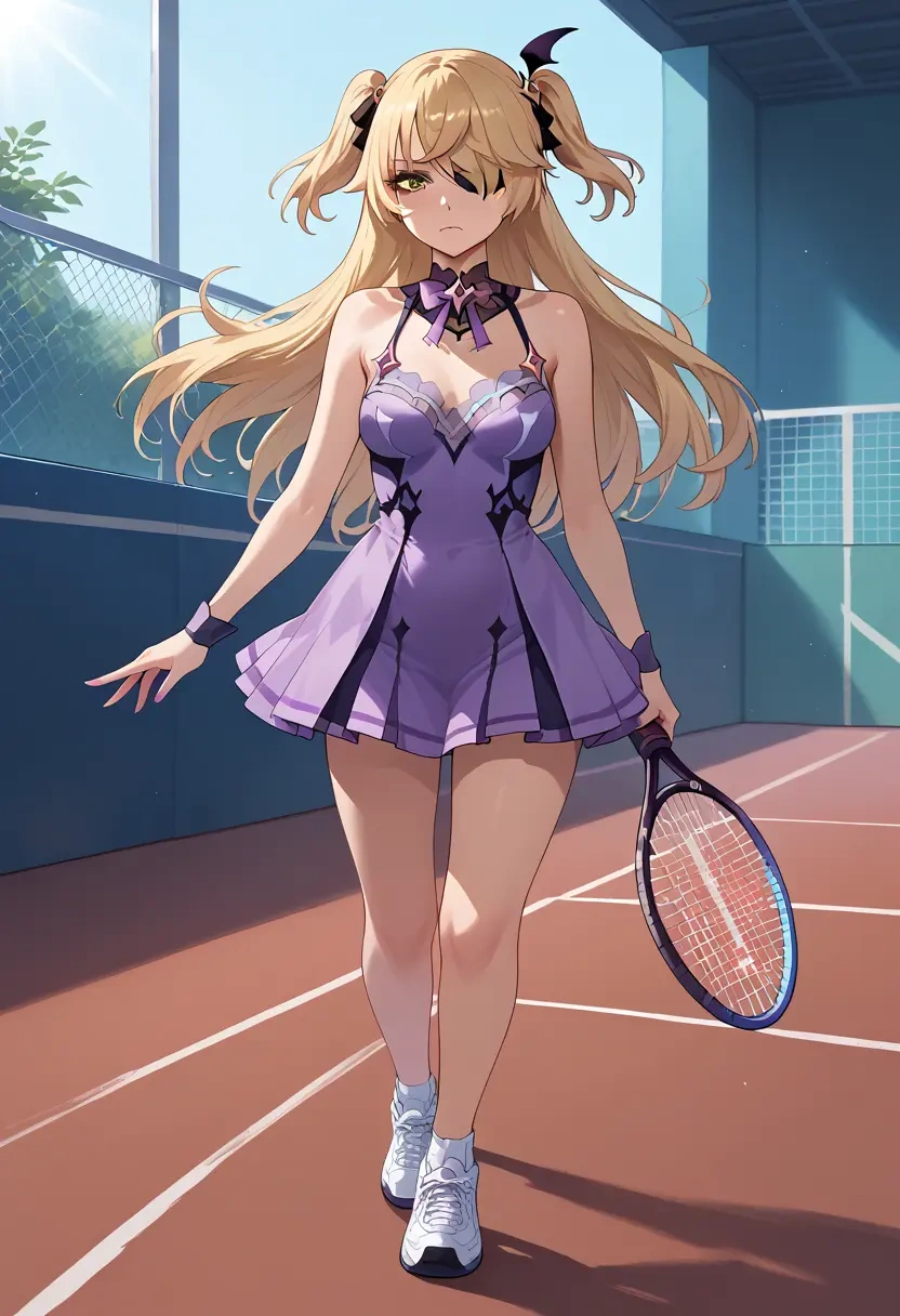 genshin impact,fischl_(genshin_impact),tennis skirt  - 