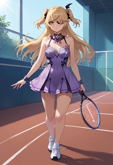 genshin impact,fischl_(genshin_impact),tennis skirt  - AI generated anime art