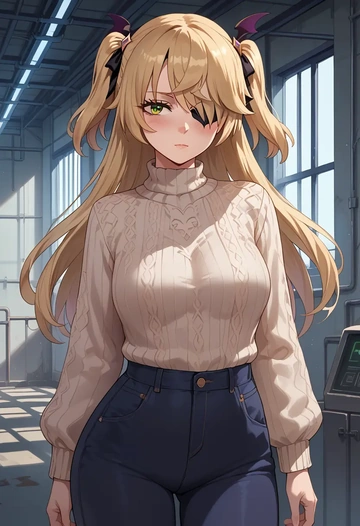 genshin impact,fischl_(genshin_impact),sweater  - AI generated anime art