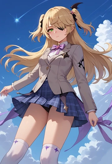 genshin impact,fischl_(genshin_impact),spring,student uniform,blazer  - AI generated anime art