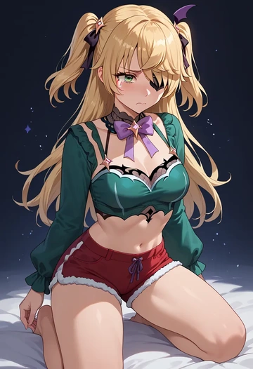 genshin impact,fischl_(genshin_impact),red velvet shorts  - AI generated anime art