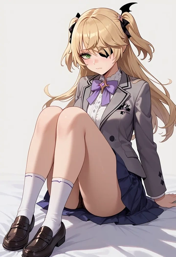 genshin impact,fischl_(genshin_impact),winter,student uniform,blazer  - AI generated anime art