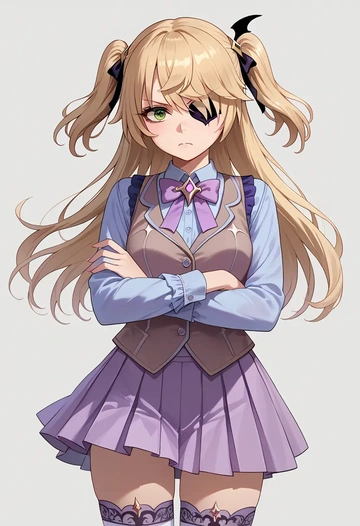 genshin impact,fischl_(genshin_impact),spring,student uniform,vest  - AI generated anime art