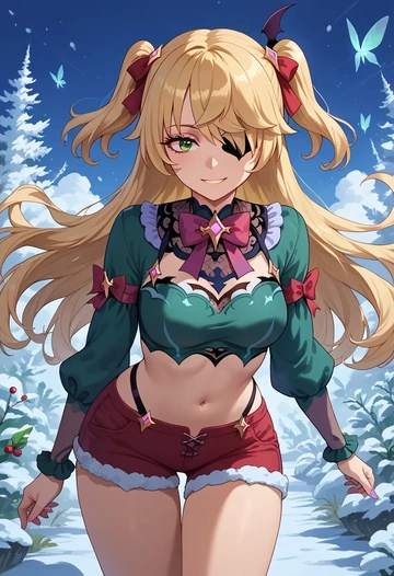 genshin impact,fischl_(genshin_impact),red velvet shorts  - AI generated anime art