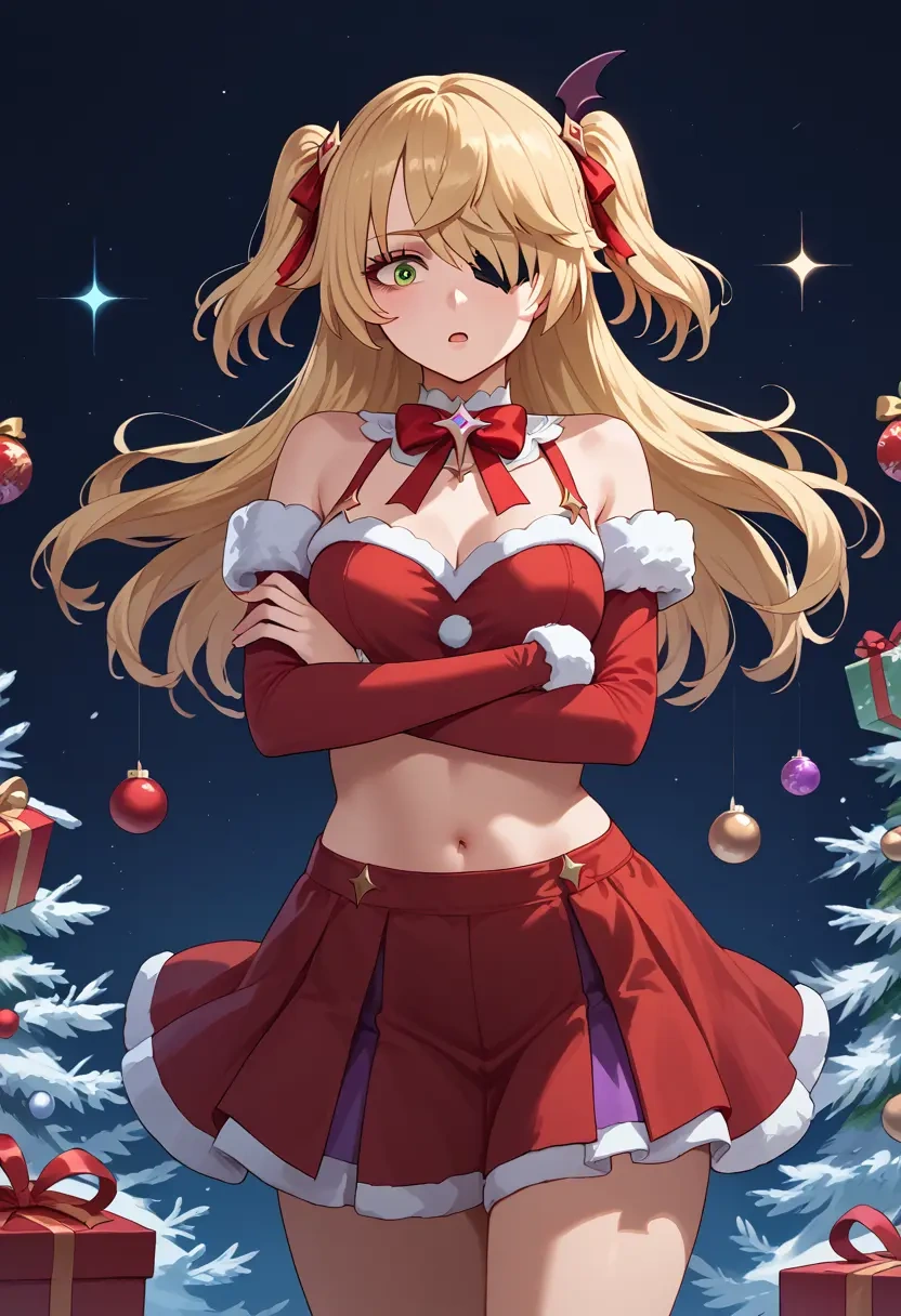 genshin impact,fischl_(genshin_impact),Christmas,skirt  - 