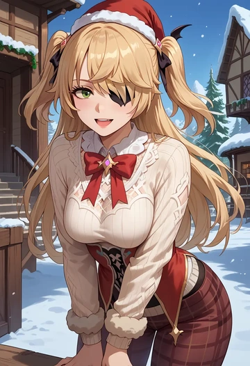 genshin impact,fischl_(genshin_impact),Christmas  - AI generated anime art