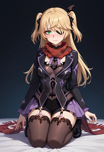 genshin impact,fischl_(genshin_impact),winter,student uniform,fur-collared jacket  - AI generated anime art