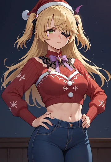 genshin impact,fischl_(genshin_impact),Christmas  - AI generated anime art