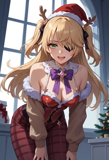 genshin impact,fischl_(genshin_impact),Christmas  - AI generated anime art