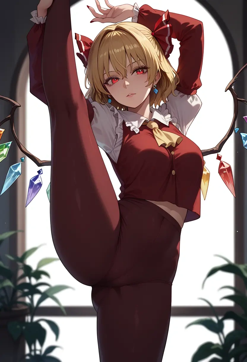 touhou,flandre_scarlet,yoga, standing split,sexy,  - 