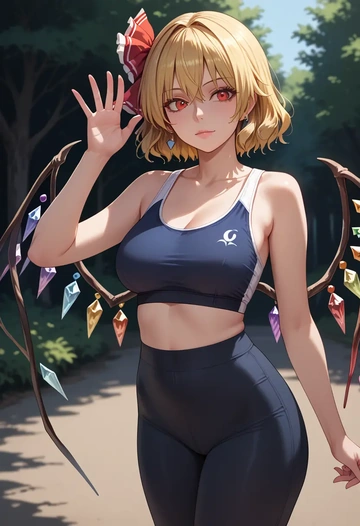 touhou,flandre_scarlet,yoga shorts, bra  - AI generated anime art