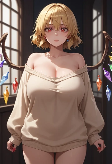 touhou,flandre_scarlet,sweater  - AI generated anime art