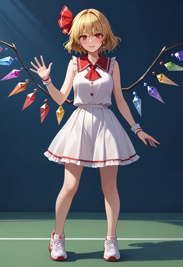 touhou,flandre_scarlet,tennis skirt  - AI generated anime art