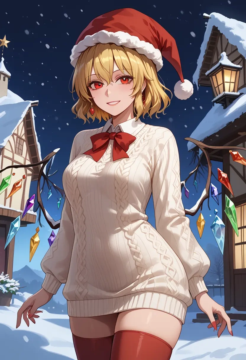 touhou,flandre_scarlet,Christmas,sweater dress,stockings  - 