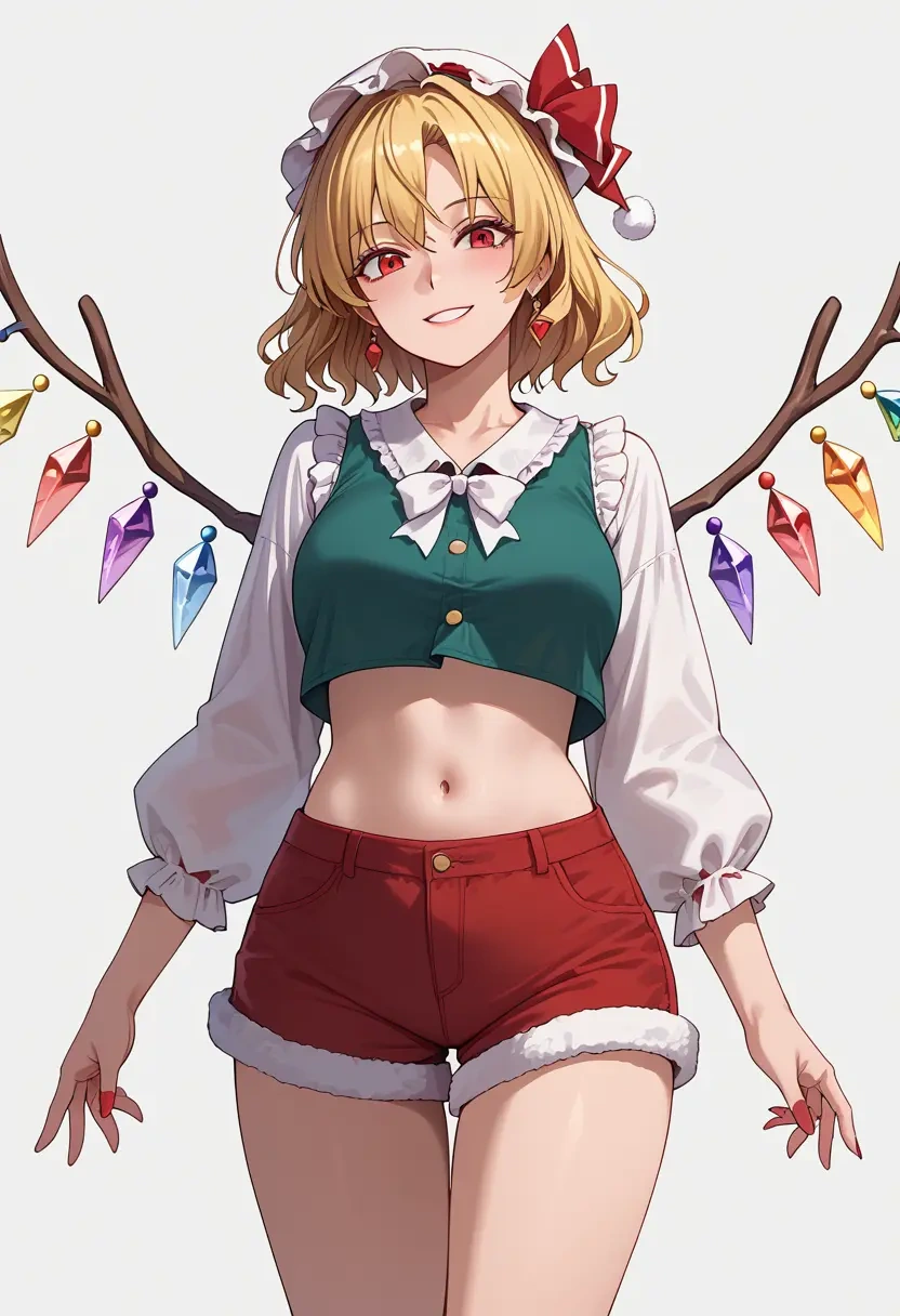 touhou,flandre_scarlet,Christmas,red velvet shorts  - 