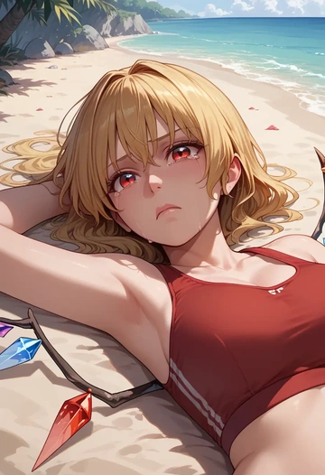 touhou,flandre_scarlet,sports bra,high-waisted leggings  - AI generated anime art