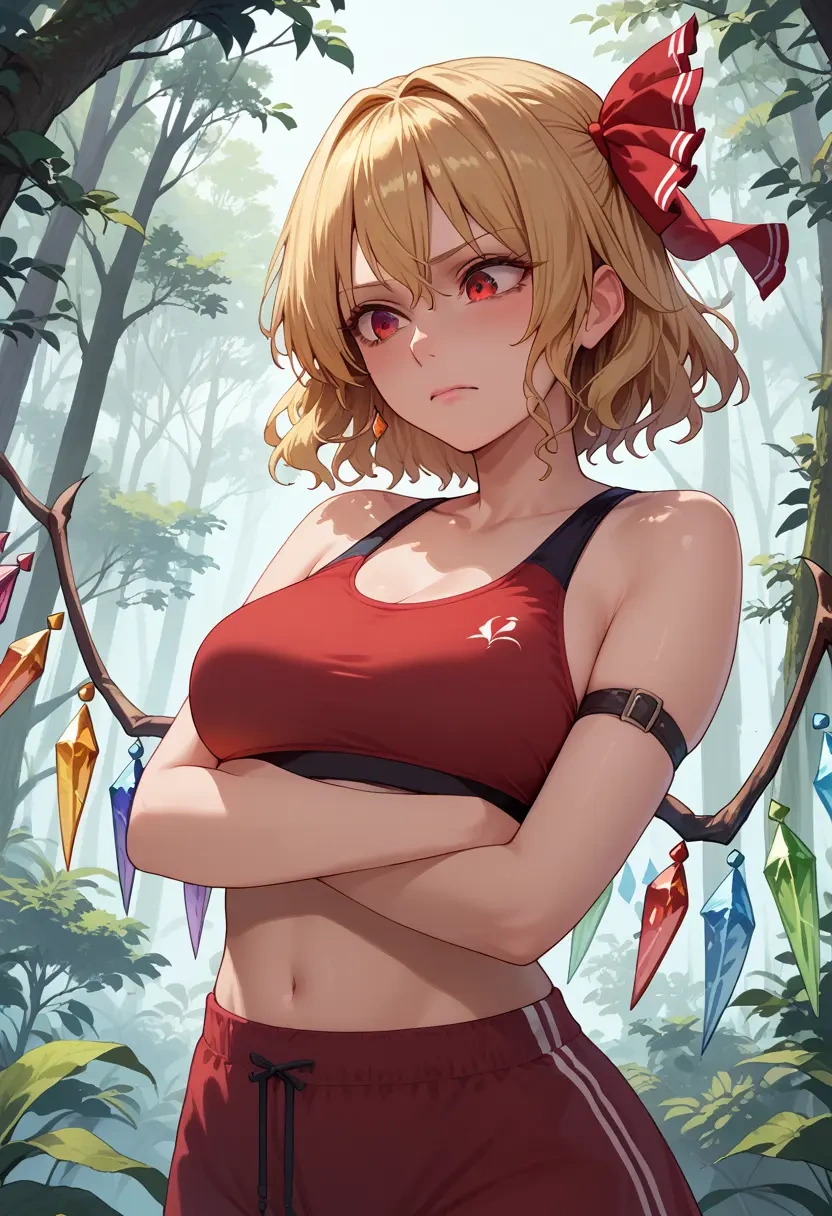 touhou,flandre_scarlet,sports bra,wide-leg joggers  - 