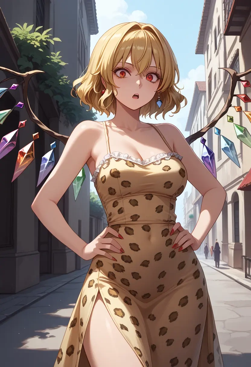 touhou,flandre_scarlet,leopard print,silk slip dress  - 