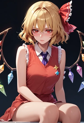 touhou,flandre_scarlet,sports vest,capri leggings  - AI generated anime art