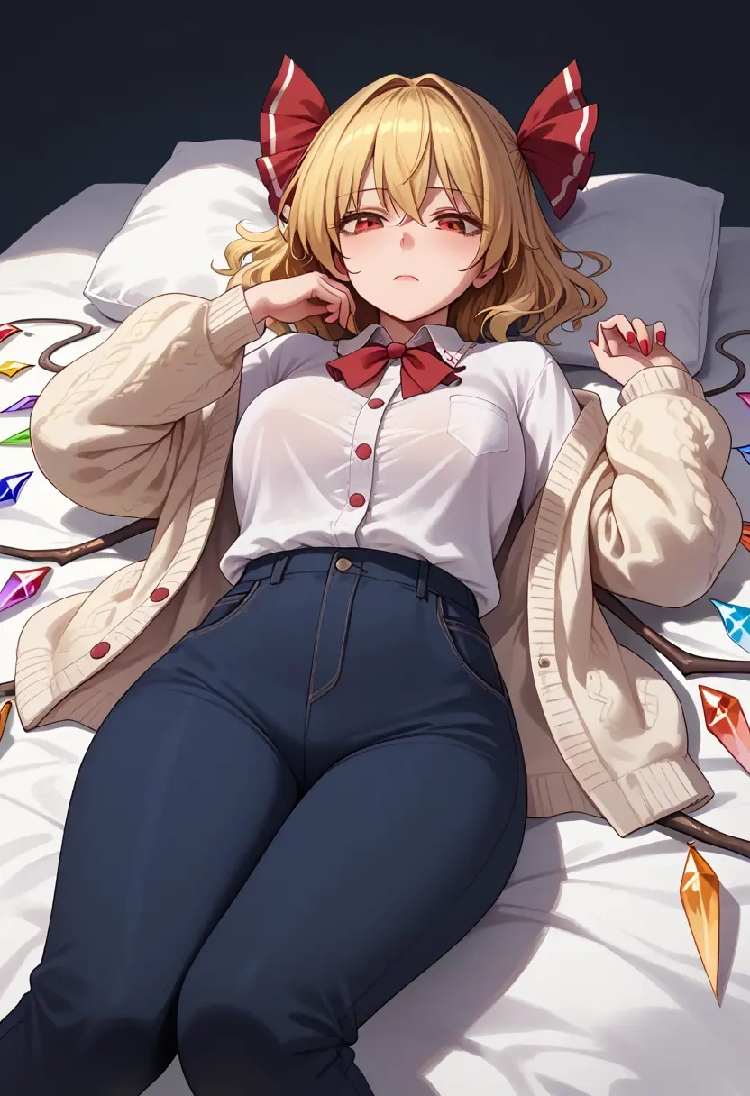 touhou,flandre_scarlet,cardigan,oversized,wide-leg pants  - 