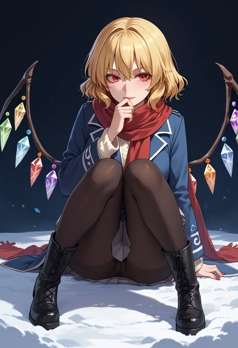 touhou,flandre_scarlet,winter,student uniform,puffer coat  - 