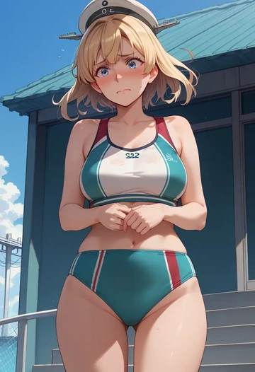 kantai_collection,fletcher_(kancolle),tankini top,board shorts  - AI generated anime art