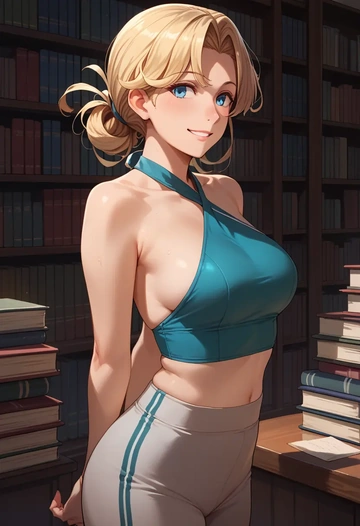 kantai_collection,fletcher_(kancolle),halter top,track pants  - AI generated anime art