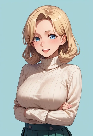 kantai_collection,fletcher_(kancolle),skirt,pleated,turtleneck sweater  - AI generated anime art