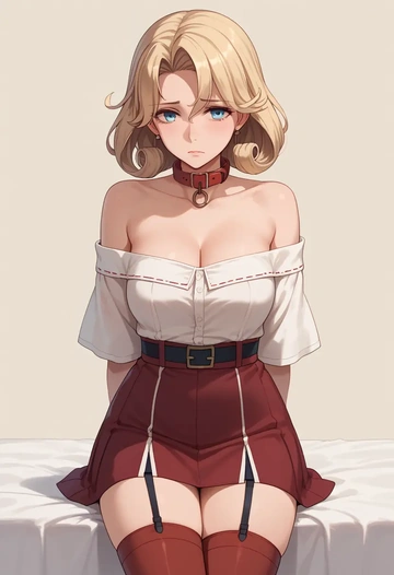 kantai_collection,fletcher_(kancolle),collar,oversized,Thigh garters  - AI generated anime art