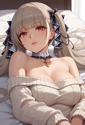 azur_lane,formidable_(azur_lane),sweater,off-shoulder,collar  - AI generated anime art