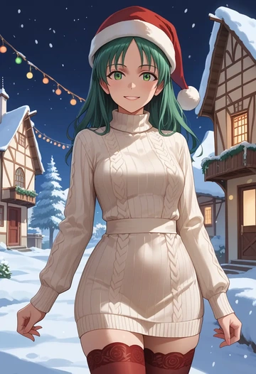 world_witches_series,francesca_lucchini,Christmas,sweater dress,stockings  - AI generated anime art