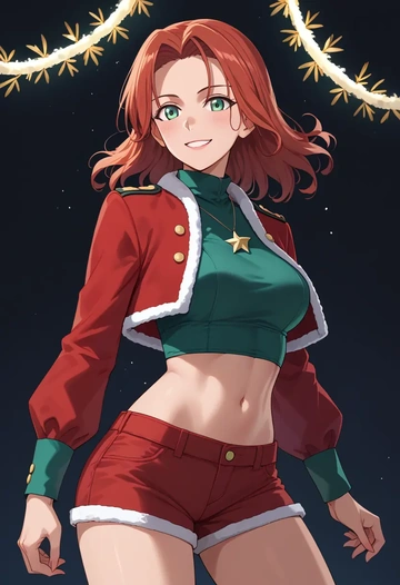 world_witches_series,francesca_lucchini,Christmas,red velvet shorts  - AI generated anime art