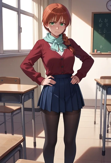 world_witches_series,francesca_lucchini,winter,student uniform,cardigan  - AI generated anime art