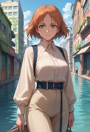 world_witches_series,francesca_lucchini,neon graffiti top,dolphin shorts  - AI generated anime art