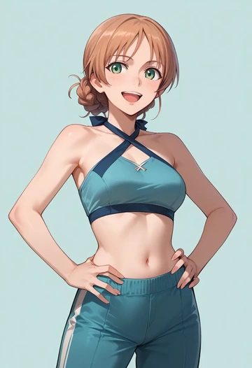 world_witches_series,francesca_lucchini,halter top,track pants  - AI generated anime art