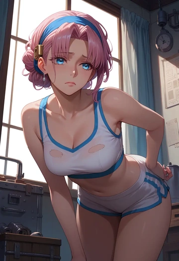 fate_(series),frankenstein's_monster_(fate),sports crop,high-waisted shorts  - AI generated anime art