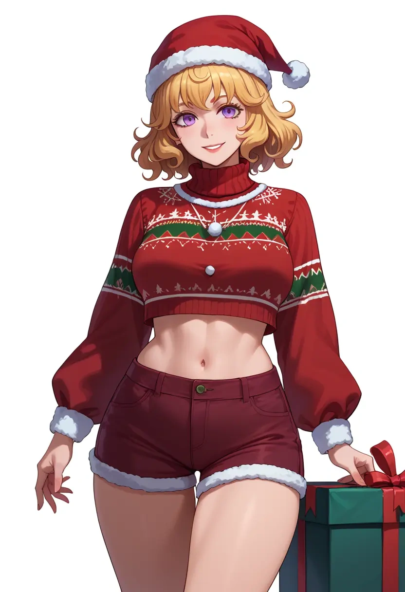 umineko_no_naku_koro_ni,frederica_bernkastel,Christmas,red velvet shorts,turtleneck sweater  - 