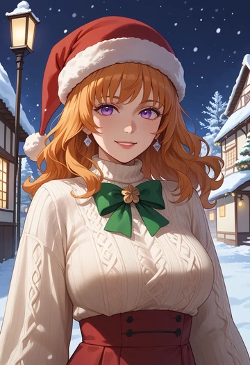 umineko_no_naku_koro_ni,frederica_bernkastel,Christmas,sweater dress,stockings  - AI generated anime art