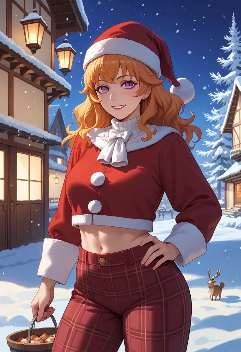 umineko_no_naku_koro_ni,frederica_bernkastel,Christmas,plaid trousers  - 