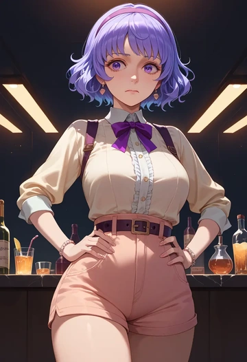 umineko_no_naku_koro_ni,frederica_bernkastel,jogger shorts,oversized tank  - AI generated anime art