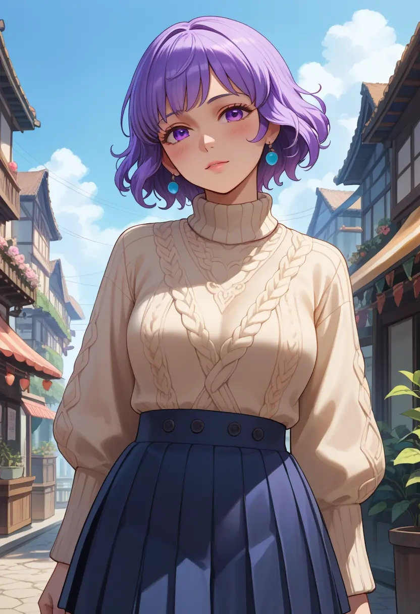 umineko_no_naku_koro_ni,frederica_bernkastel,sweater,cropped,pleated midi skirt  - 