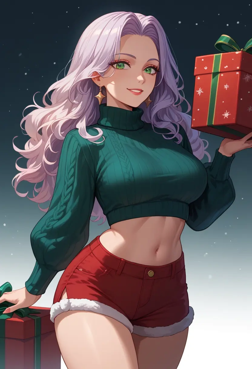 sousou_no_frieren,frieren,Christmas,red velvet shorts,turtleneck sweater  - 