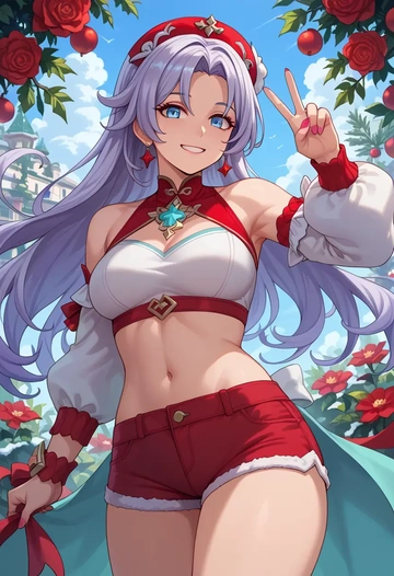 honkai_(series),fu_hua,red velvet shorts  - AI generated anime art