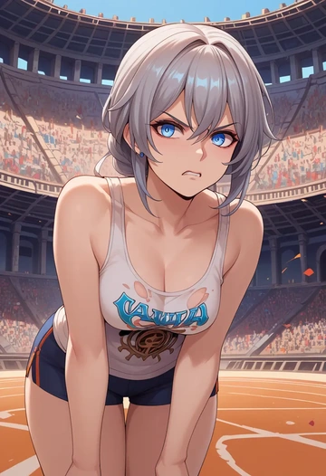 honkai_(series),fu_hua,abstract graffiti tank,dolphin shorts  - AI generated anime art