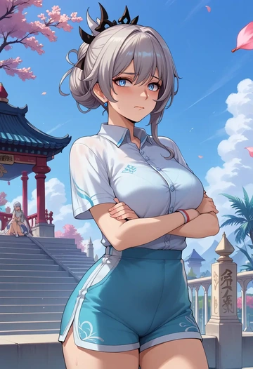 honkai_(series),fu_hua,tennis polo,skort  - AI generated anime art