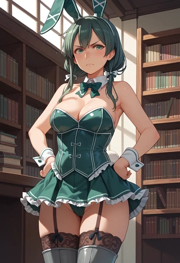 kantai_collection,fubuki_(kancolle),bunny girl  - AI generated anime art