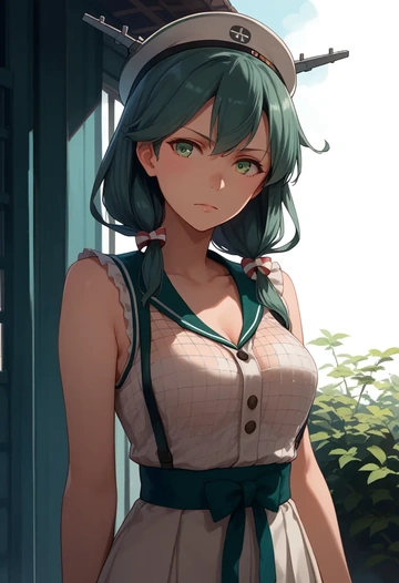 kantai_collection,fubuki_(kancolle),sleeveless top,bike shorts  - AI generated anime art